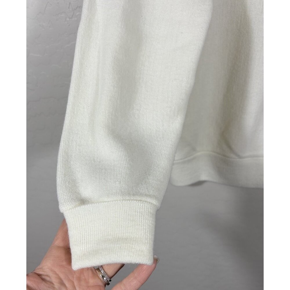 VTG Izod‎ Lacoste Mens L White Cardigan Orlon Made USA 80s Preppy Old Money - Picture 10 of 11